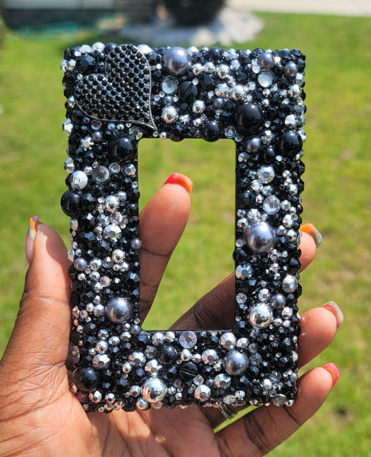 Full Glam Black & Silver | Bling Light Switch Covers - Kustom Kreationz by Kila