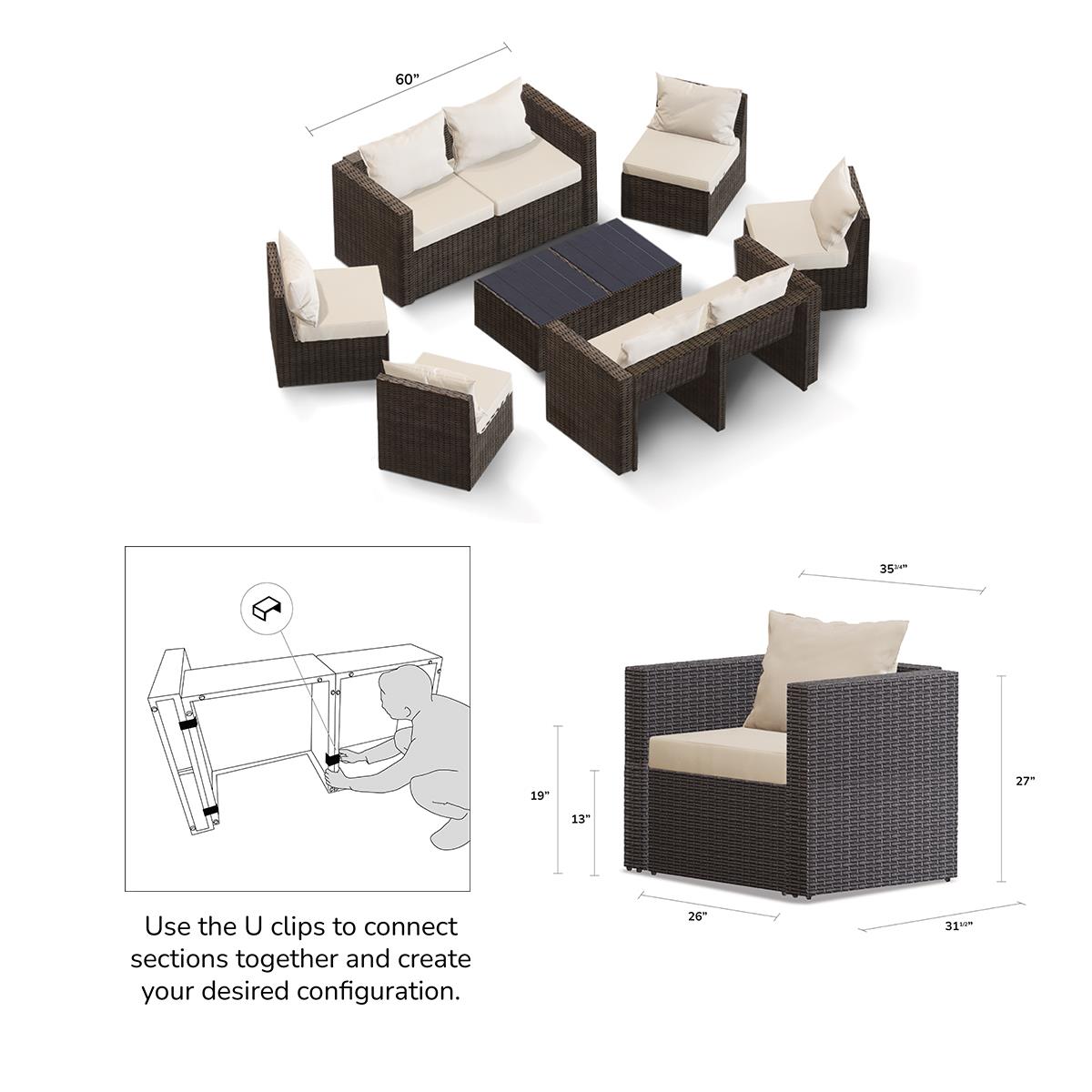 Transformer Patio Conversation Set - Modular 6 Piece to 10