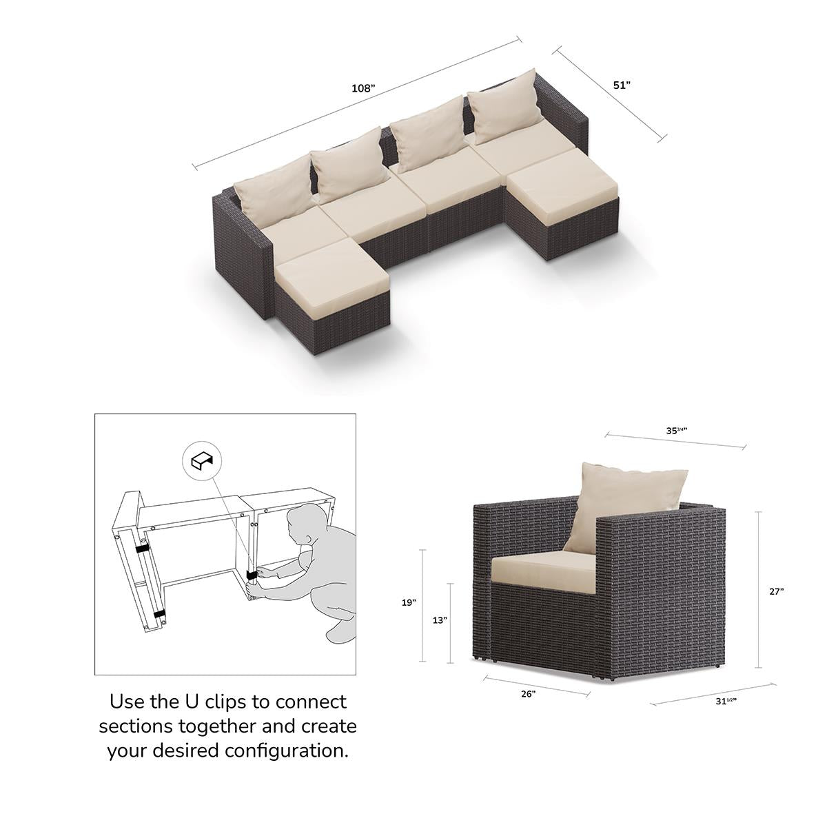 Transformer Patio Conversation Set - Modular 6 Piece to 10