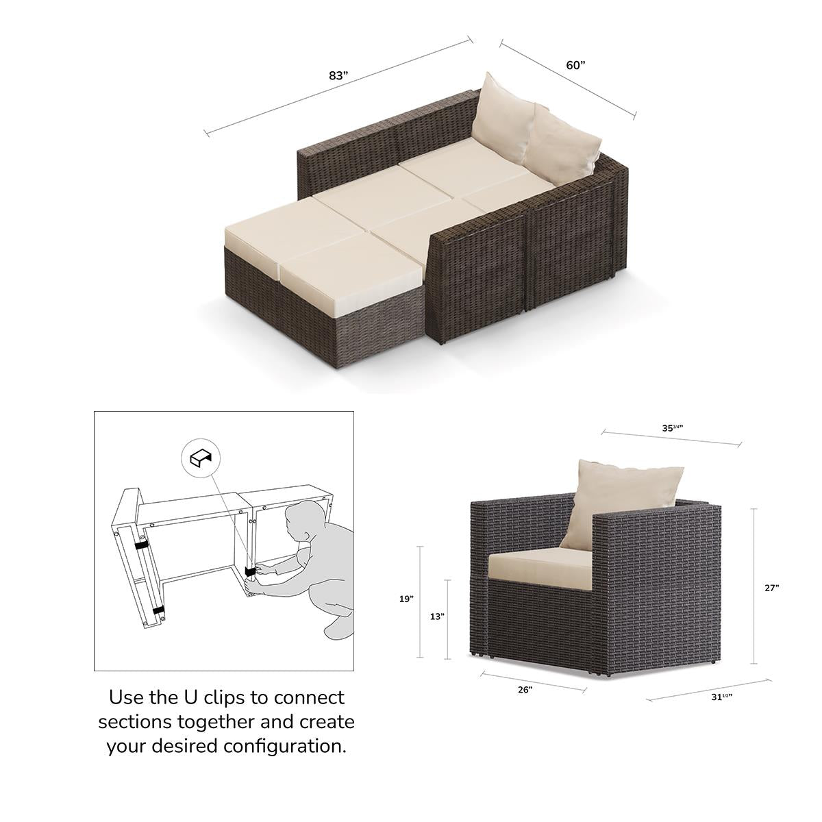 Transformer Patio Conversation Set - Modular 6 Piece to 10