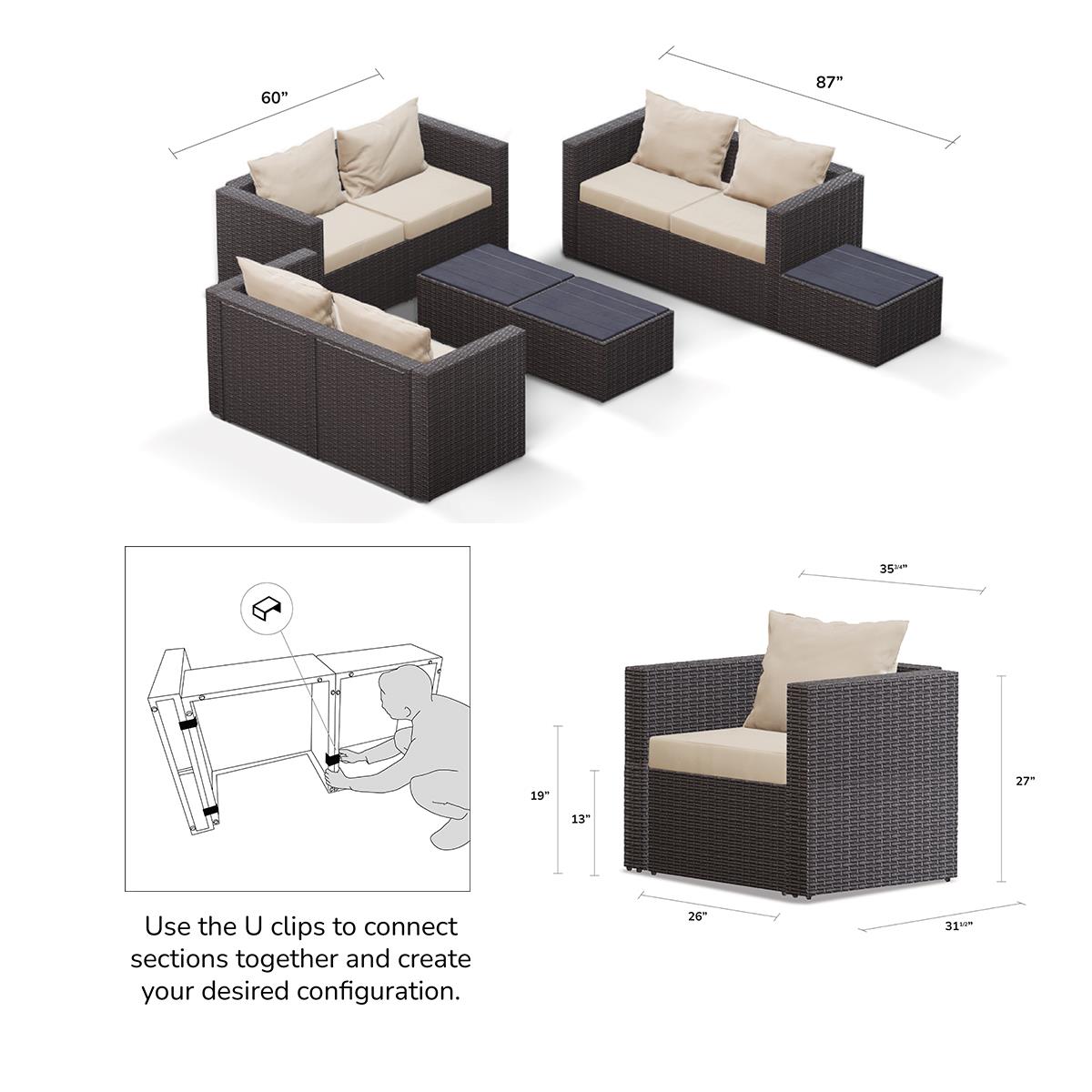 Transformer Patio Conversation Set - Modular 9 Piece to 15