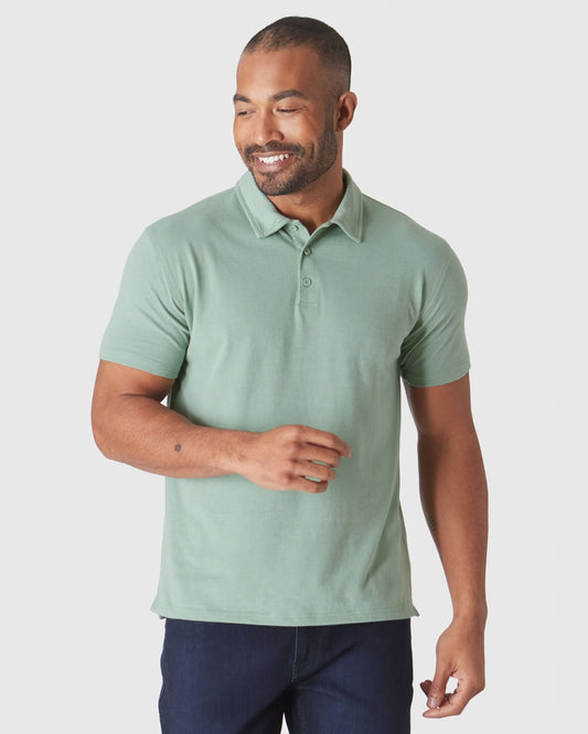 Heather Slate Green Short Sleeve Polo