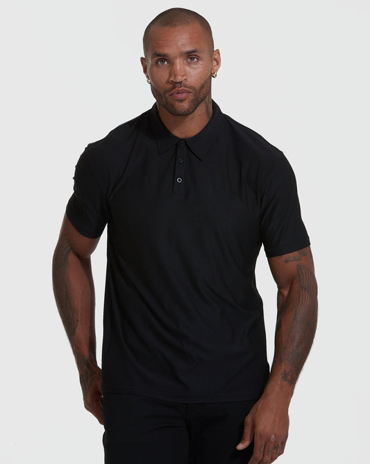 Black Short Sleeve Active Polo