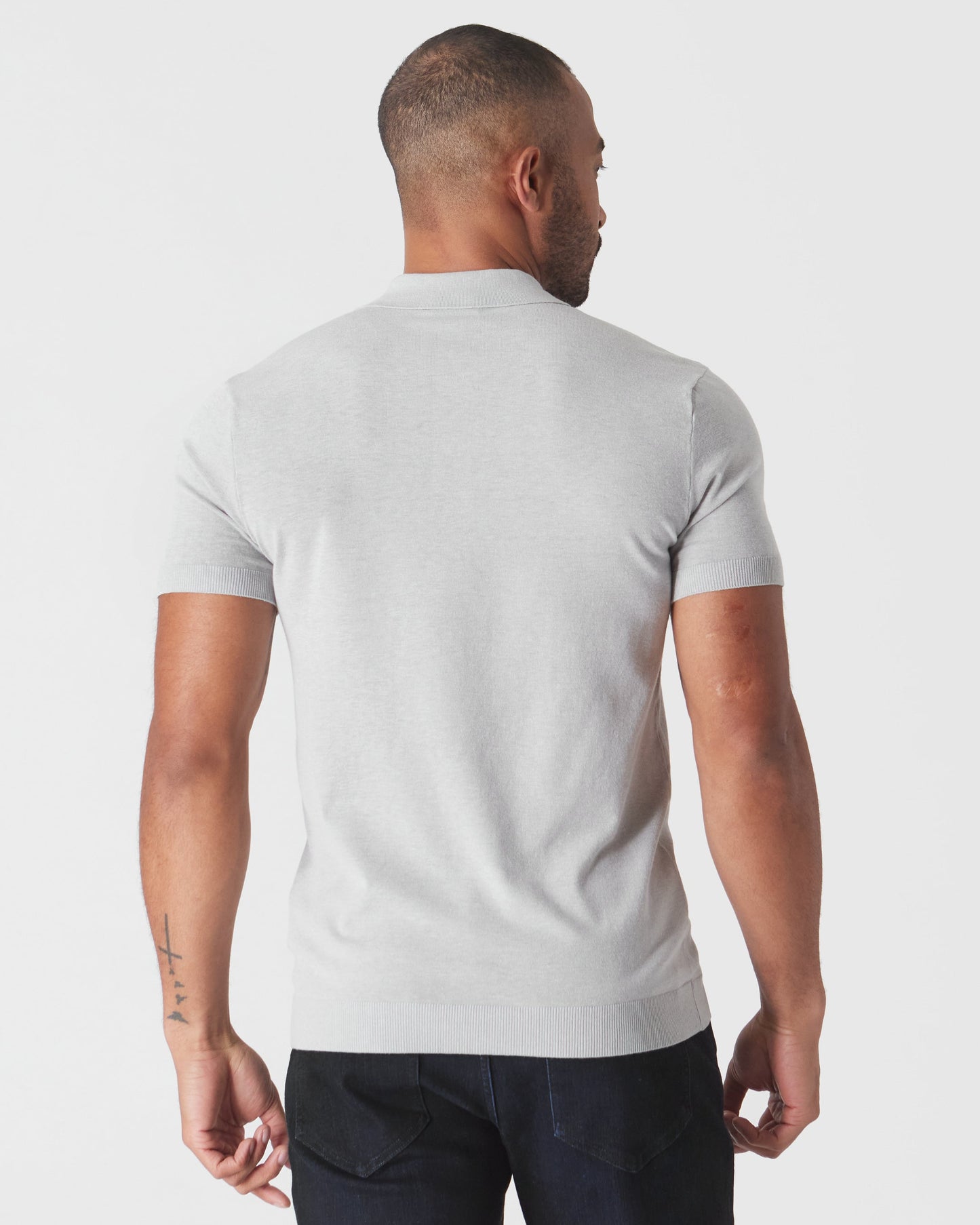 Heather Gray Short Sleeve Sweater Polo