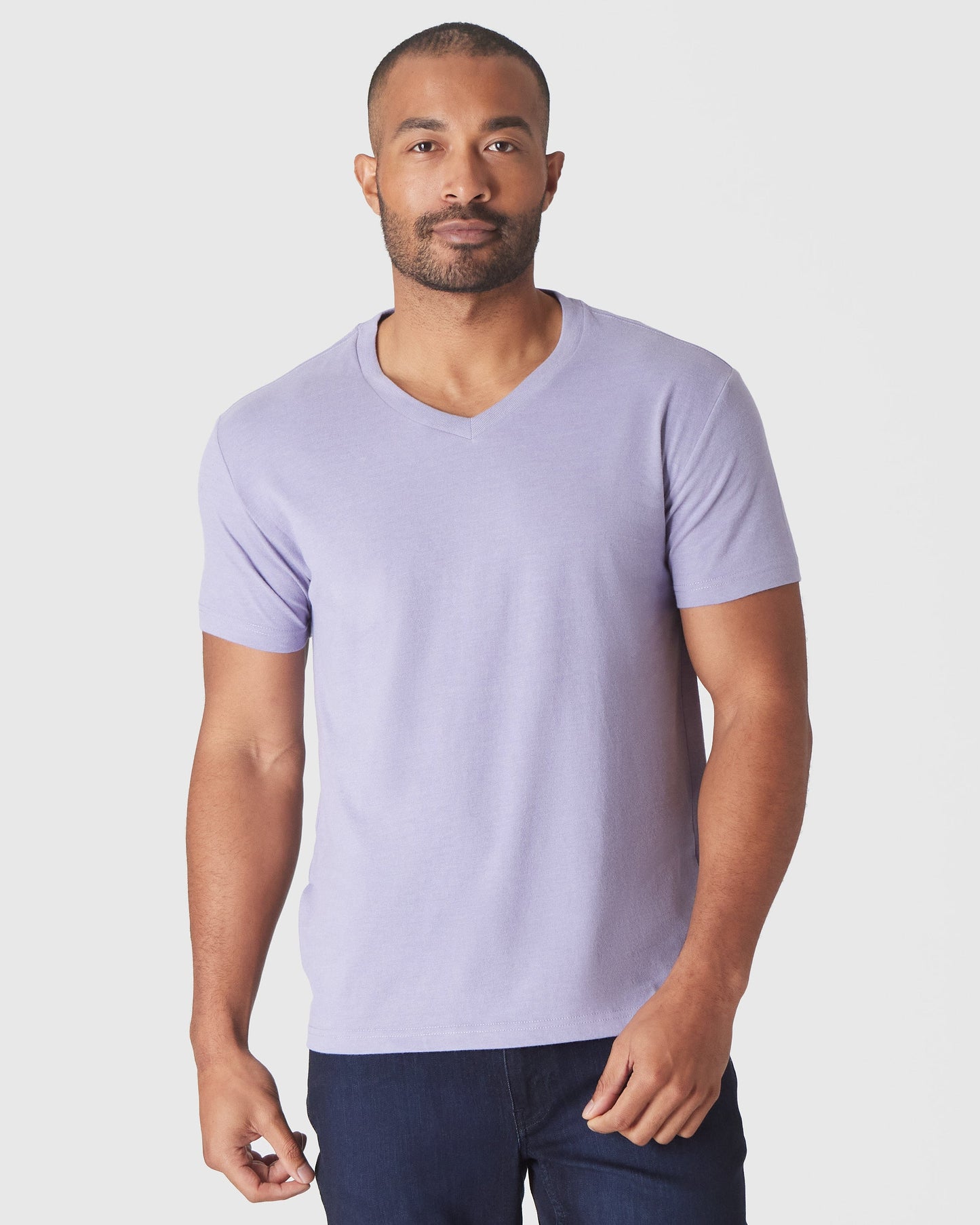 Heather Dark Orchid Short Sleeve Vee Neck T-Shirt