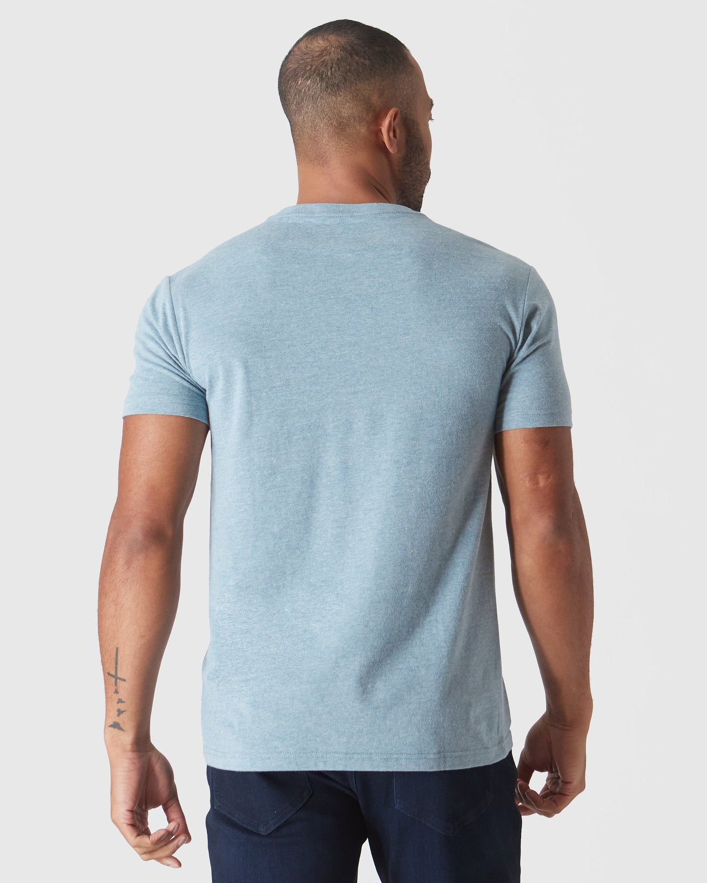 Heather Sapphire Short Sleeve Vee Neck T-Shirt