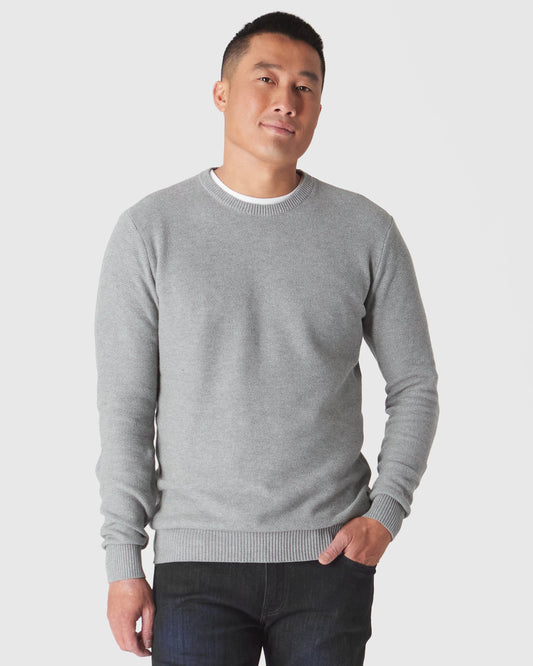 Heather Gray Pique Crew Sweater