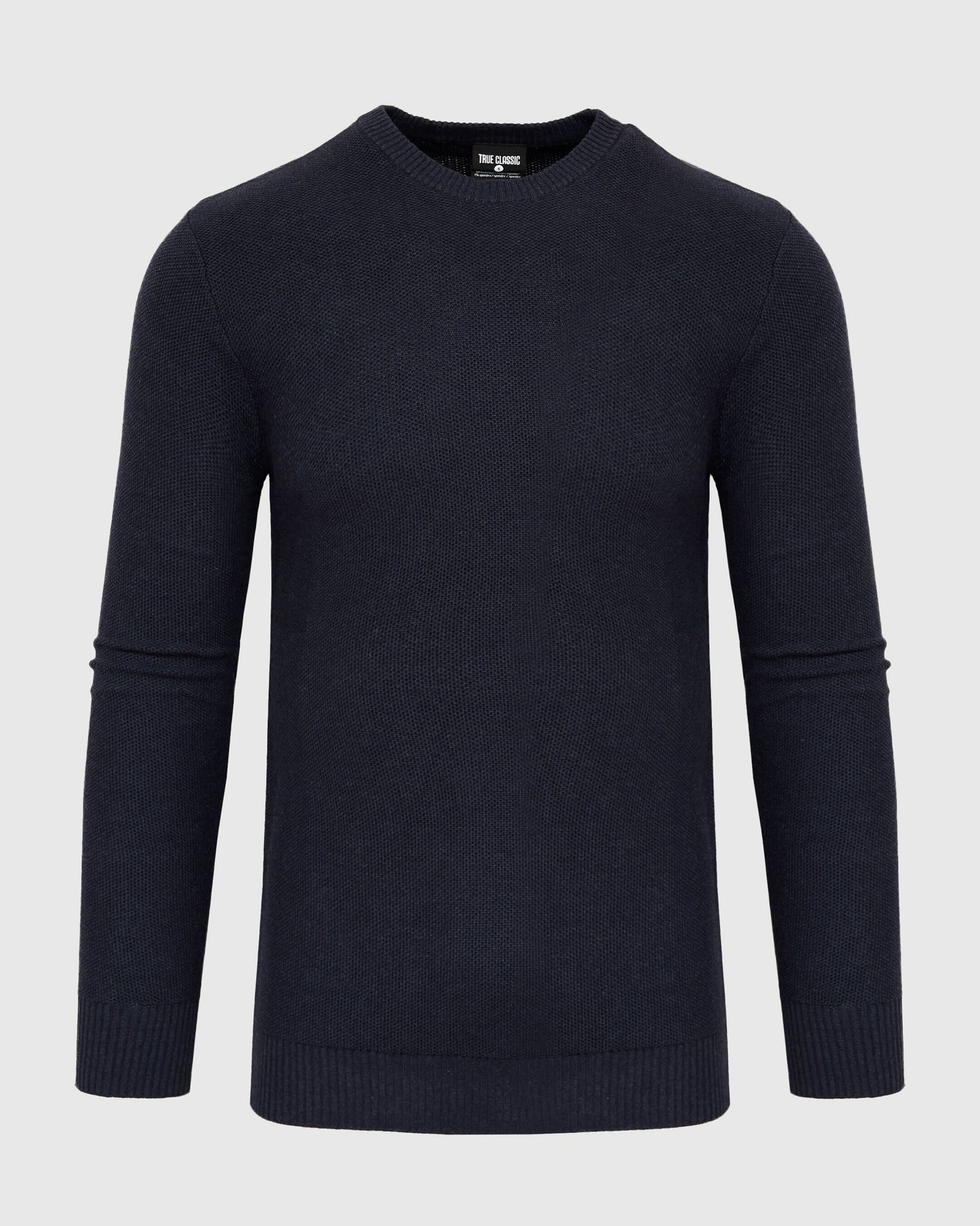 Heather Navy Pique Crew Sweater