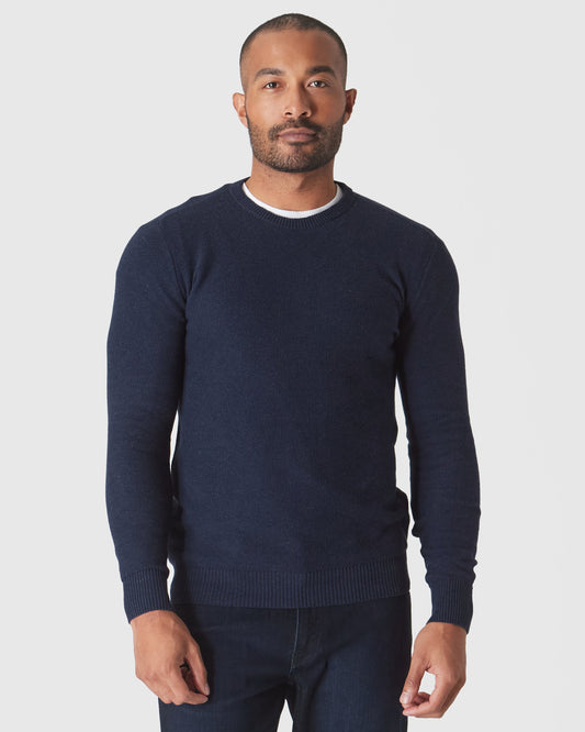 Heather Navy Pique Crew Sweater