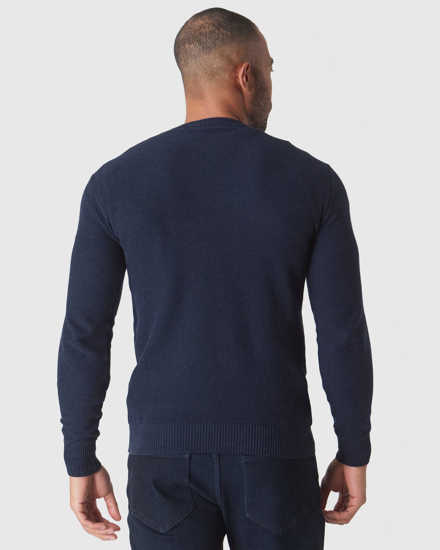 Heather Navy Pique Crew Sweater