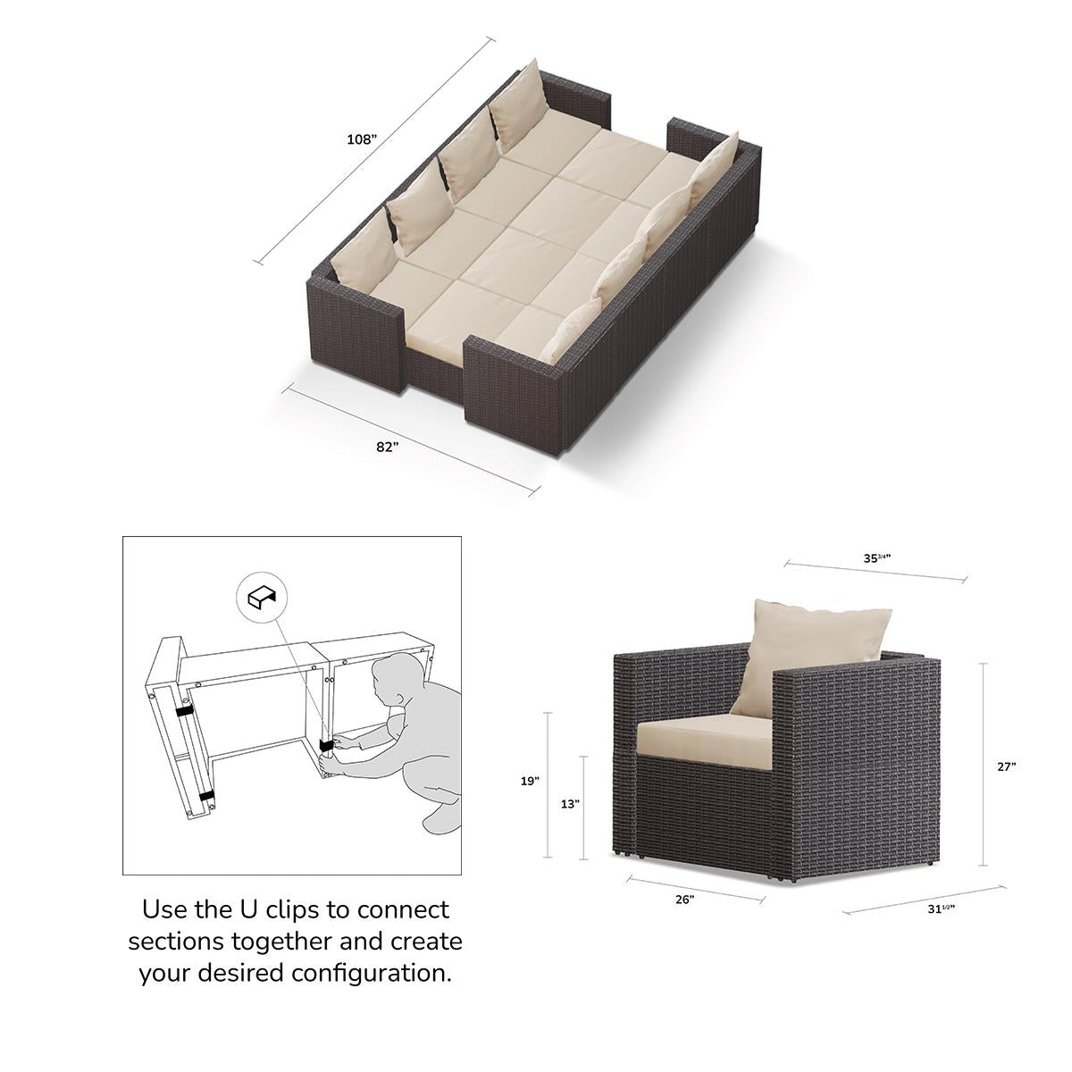 Transformer Patio Conversation Set - Modular 12 Piece to 20