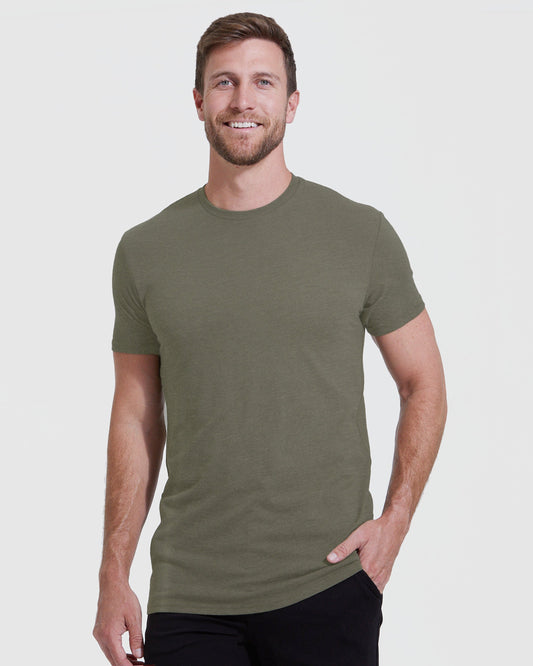 Heather Military Green Short Sleeve Tall Crew