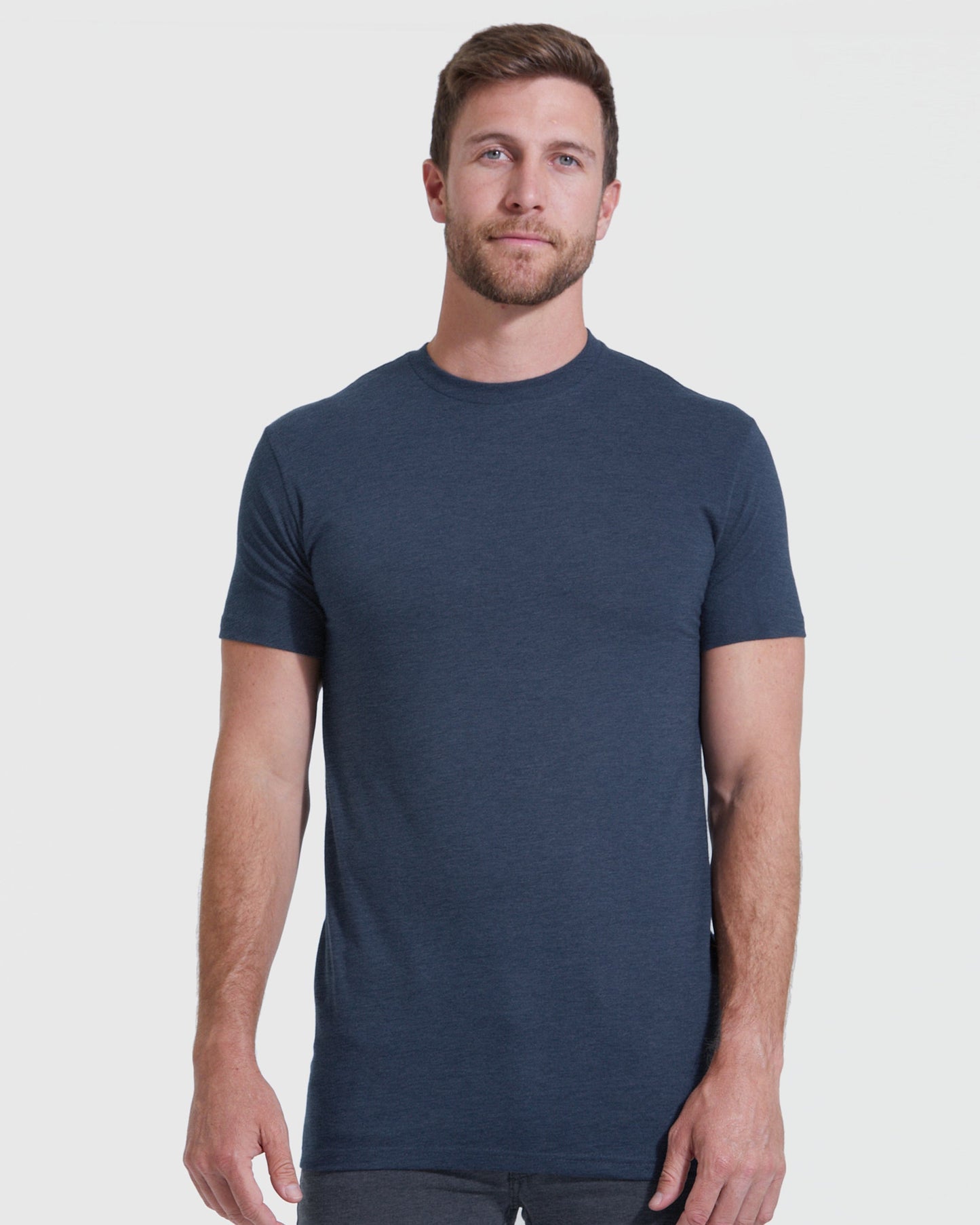 Heather Navy Short Sleeve Tall Crew