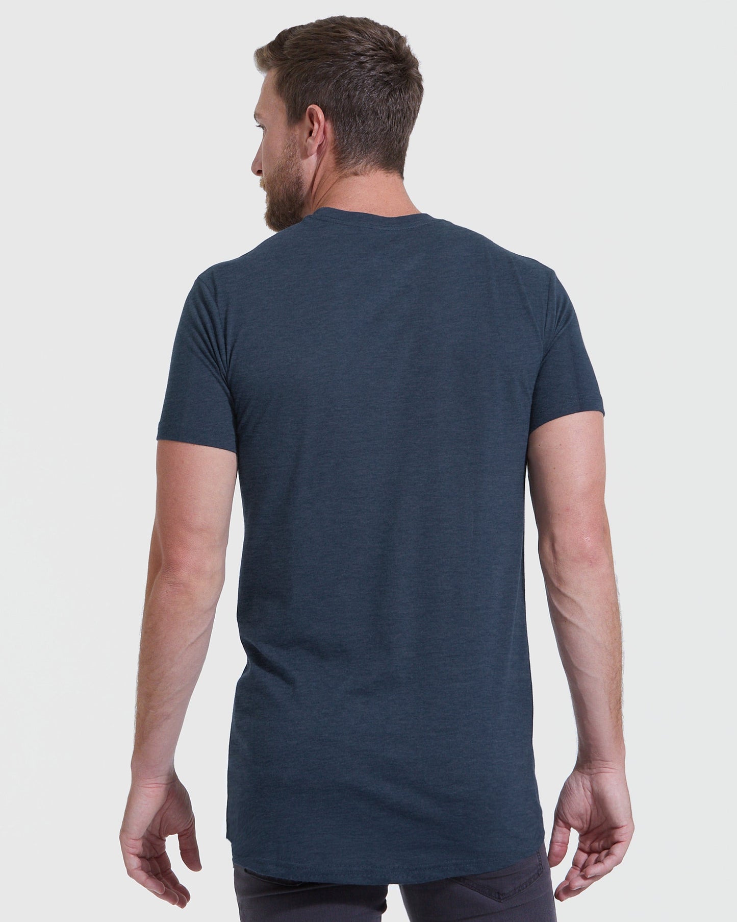 Heather Navy Short Sleeve Tall Crew