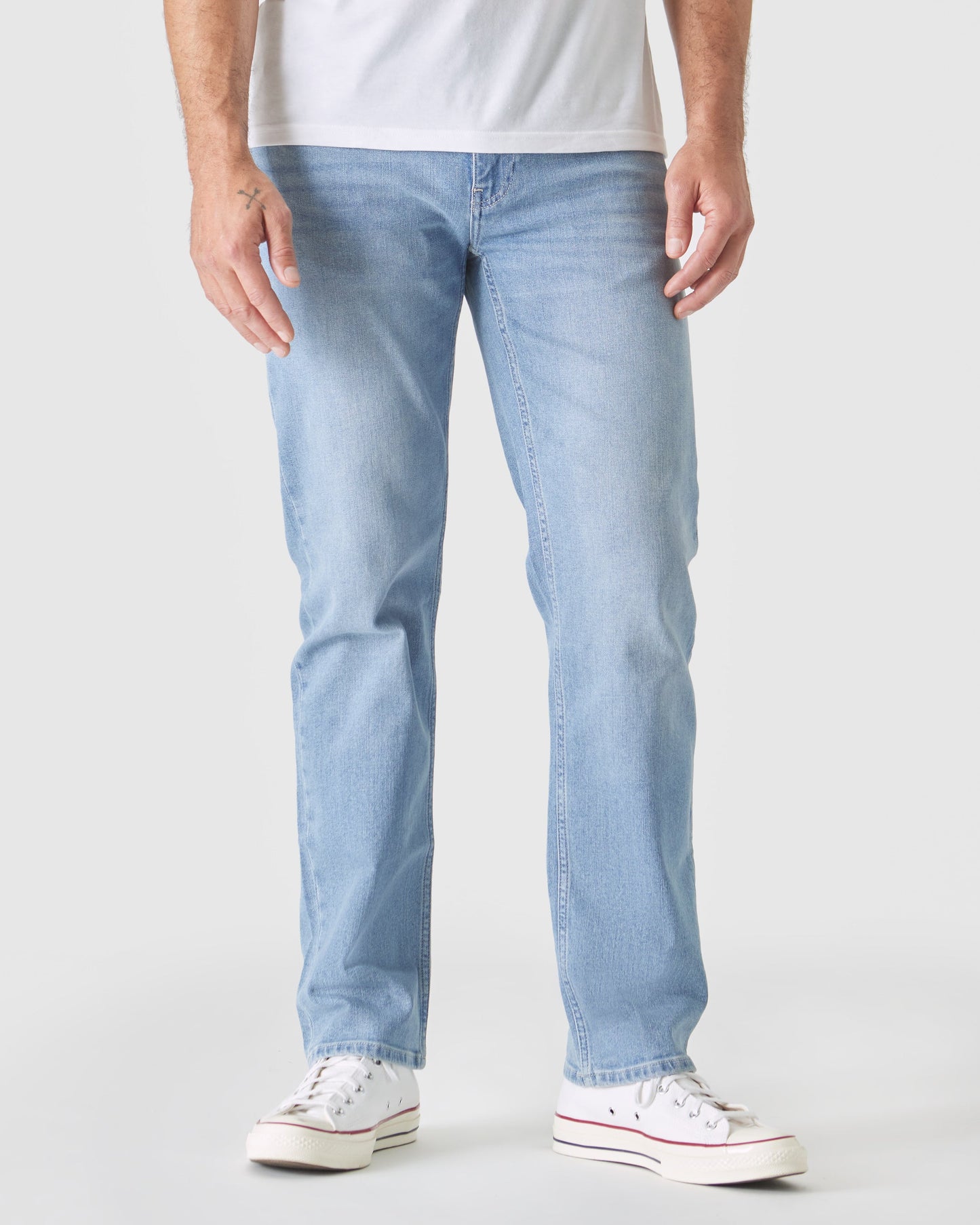 Light Indigo Wash Straight Authentic Stretch Jeans