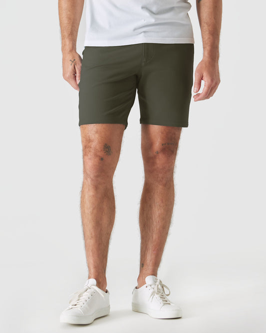 7" Military Green Comfort Knit Chino Short