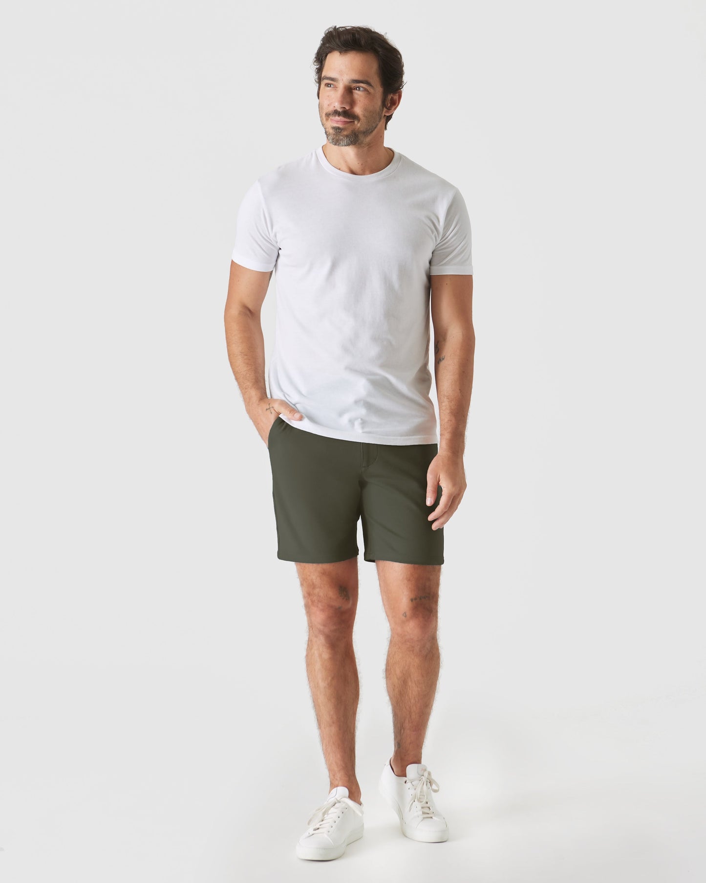 7" Military Green Comfort Knit Chino Short