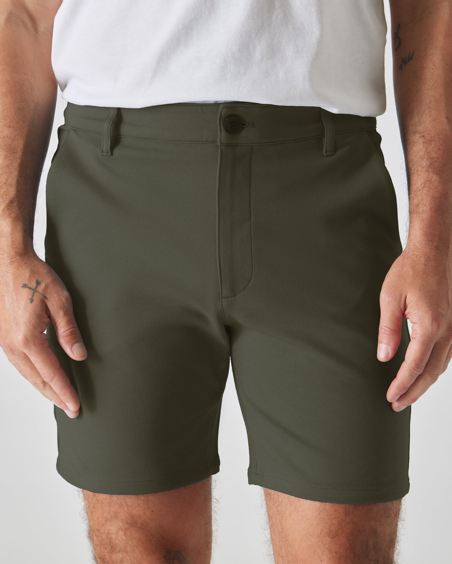 7" Military Green Comfort Knit Chino Short