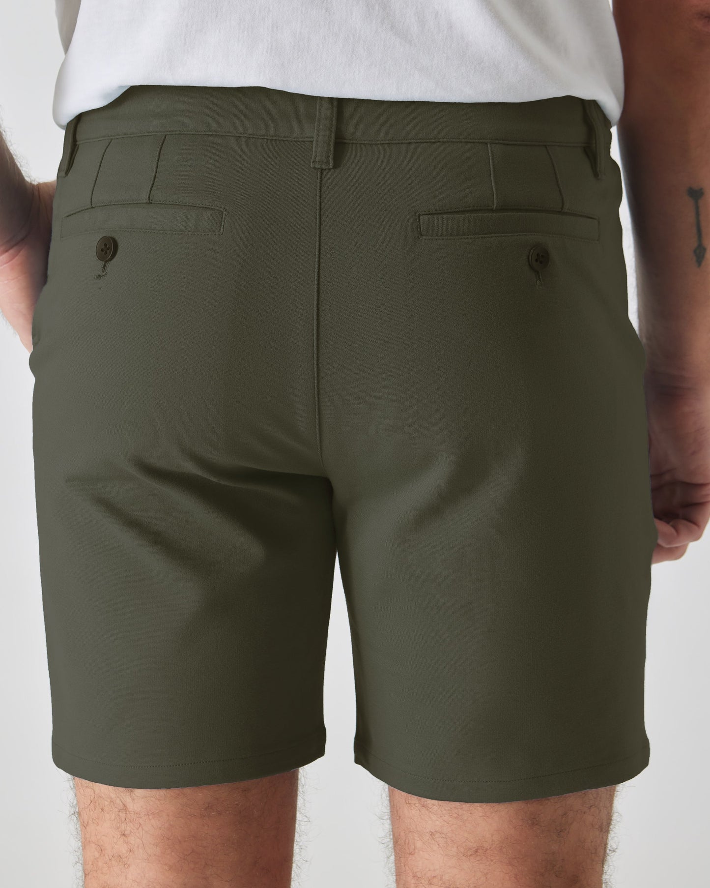 7" Military Green Comfort Knit Chino Short