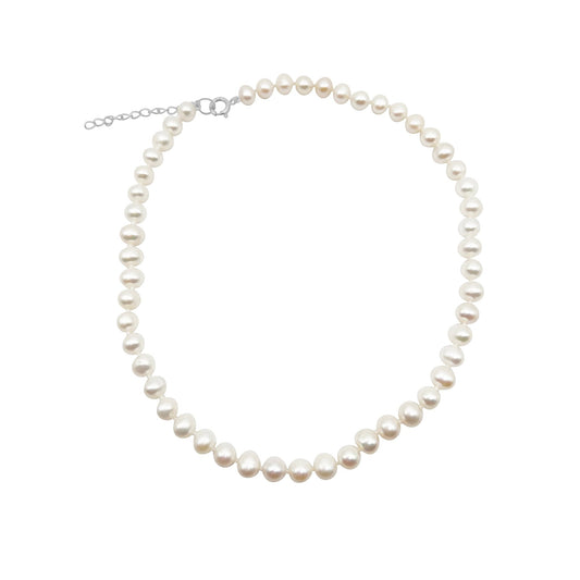 7 mm 16" - 17" Sterling Silver Freshwater Pearls Necklace - Capsul