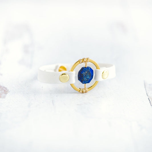 Be the Light Bracelet - Gold & White - Lapis Lazuli