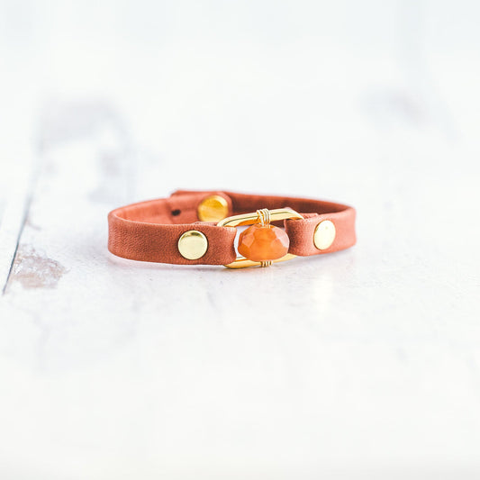 Desert Rose Bracelet - Gold & Coral - Carnelian