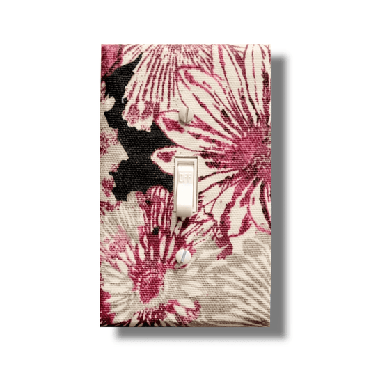 Florally Fuchsia Fabric Light Switch | Wall Plate | Outlet Covers | Toggle | Switchplate