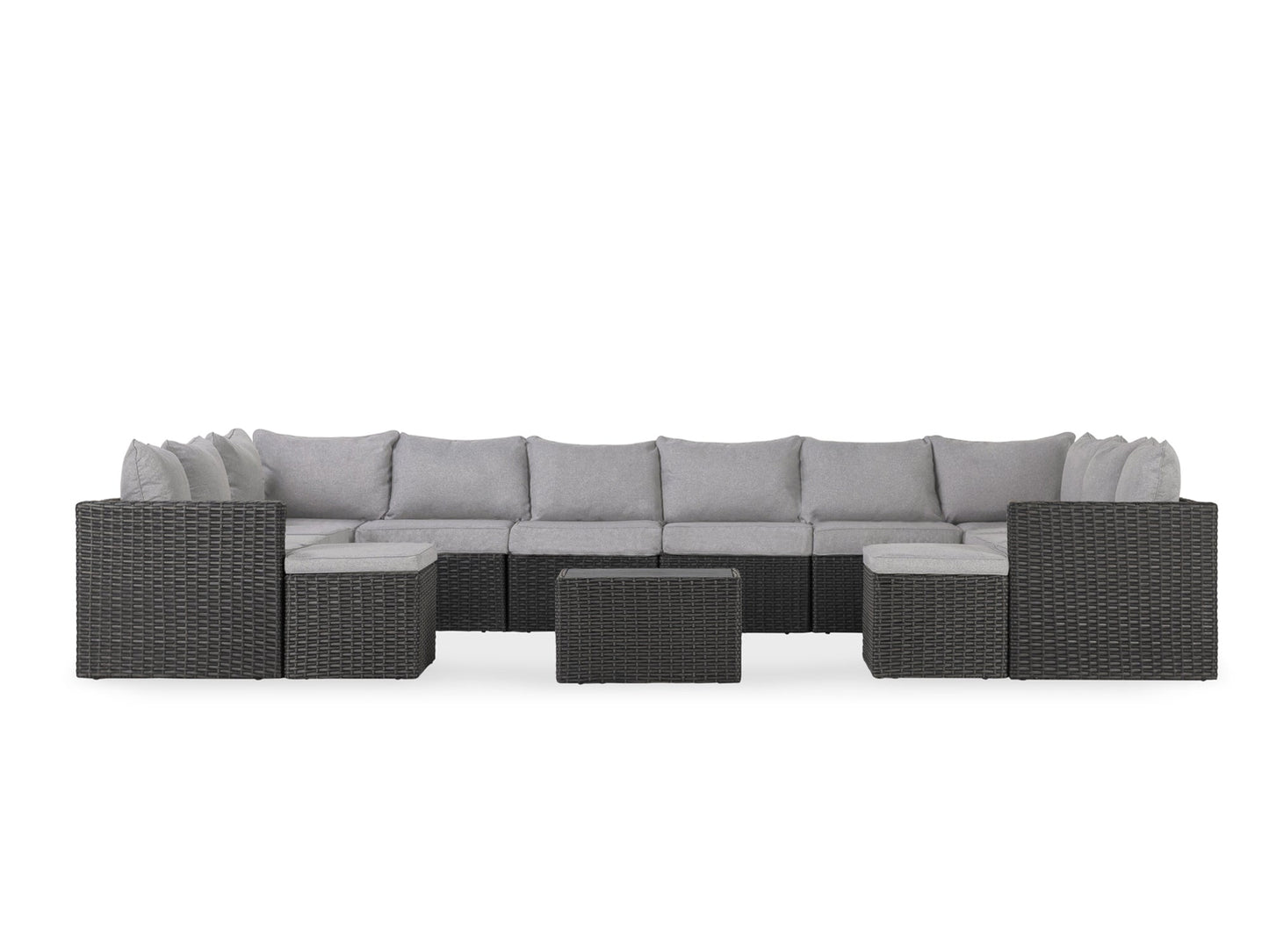 Grey Wicker / Grey Cushion::Gallery::Transformer Triple Outdoors Set - Grey Wicker with Grey Fabric Cushions - Configurations Video