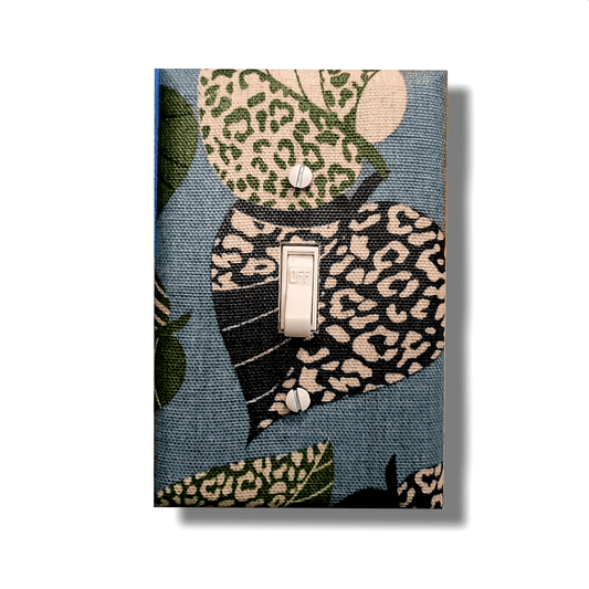 Blue and Green Leaves Fabric Light Switch & Outlet Covers - Kustom Kreationz by Kila