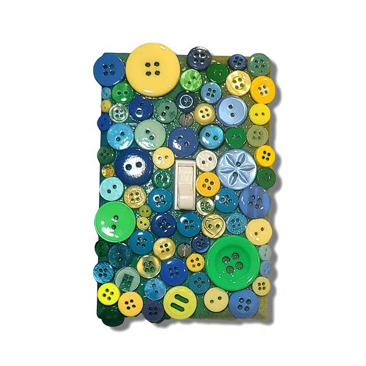 Blue Yellow Green Button Variety Light Switch | Wall Plate | Outlet Covers | Toggle | Switchplate - Kustom Kreationz by Kila