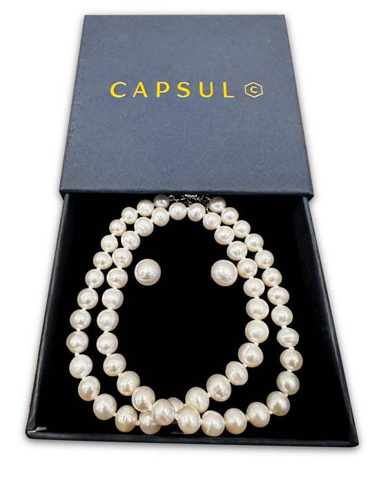 Classic Freshwater Pearl Necklace and Earrings Gift Set