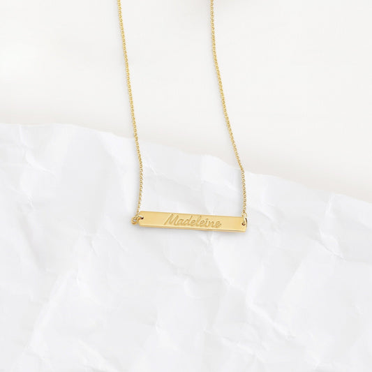 Custom Engravable Horizontal Bar Necklace - Capsul