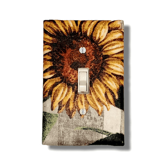 Golden Sunflower Fabric Light Switch | Wall Plate | Outlet Covers | Toggle | Switchplate - Kustom Kreationz by Kila