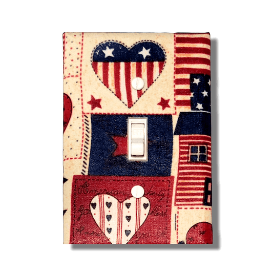 Patriotic Vibes Fabric Light Switch | Wall Plate | Outlet Covers | Toggle | Switchplate - Kustom Kreationz by Kila