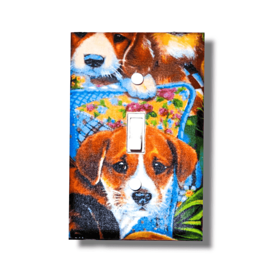 Puppy Love Fabric Light Switch | Wall Plate | Outlet Covers | Toggle | Switchplate - Kustom Kreationz by Kila