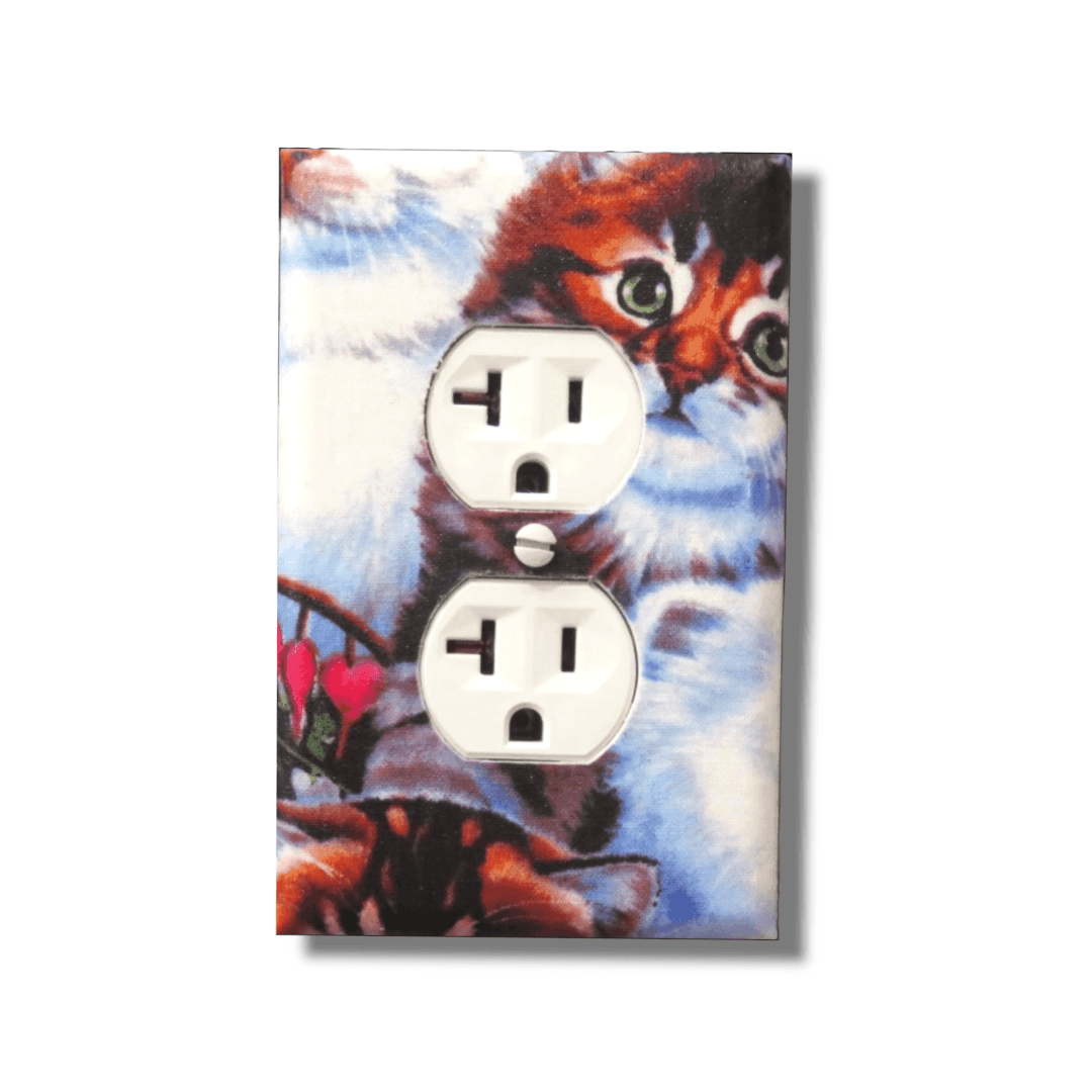 Purring Kitties Fabric Light Switch | Wall Plate | Outlet Covers | Toggle | Switchplate - Kustom Kreationz by Kila