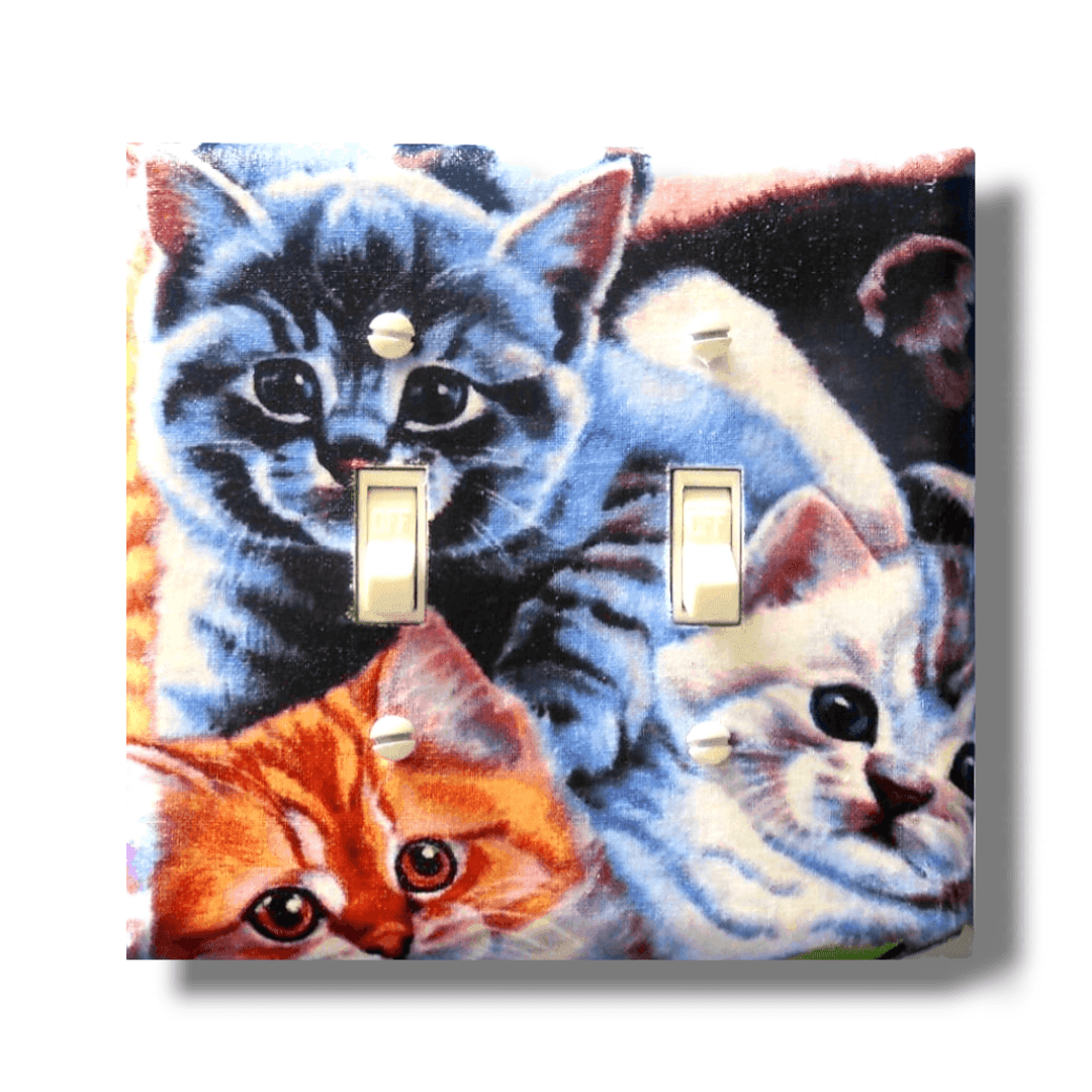 Purring Kitties Fabric Light Switch | Wall Plate | Outlet Covers | Toggle | Switchplate - Kustom Kreationz by Kila