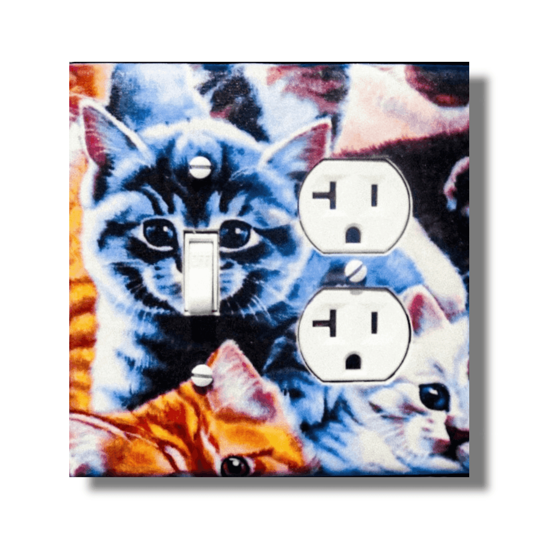 Purring Kitties Fabric Light Switch | Wall Plate | Outlet Covers | Toggle | Switchplate - Kustom Kreationz by Kila