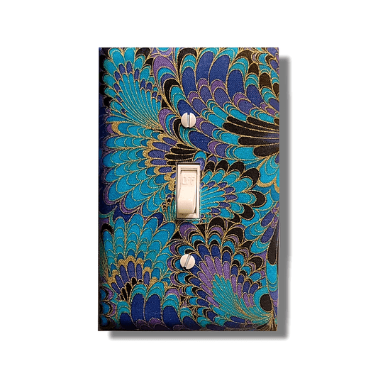 Royal Peacock Fabric Light Switch | Wall Plate | Outlet Covers | Toggle | Switchplate - Kustom Kreationz by Kila