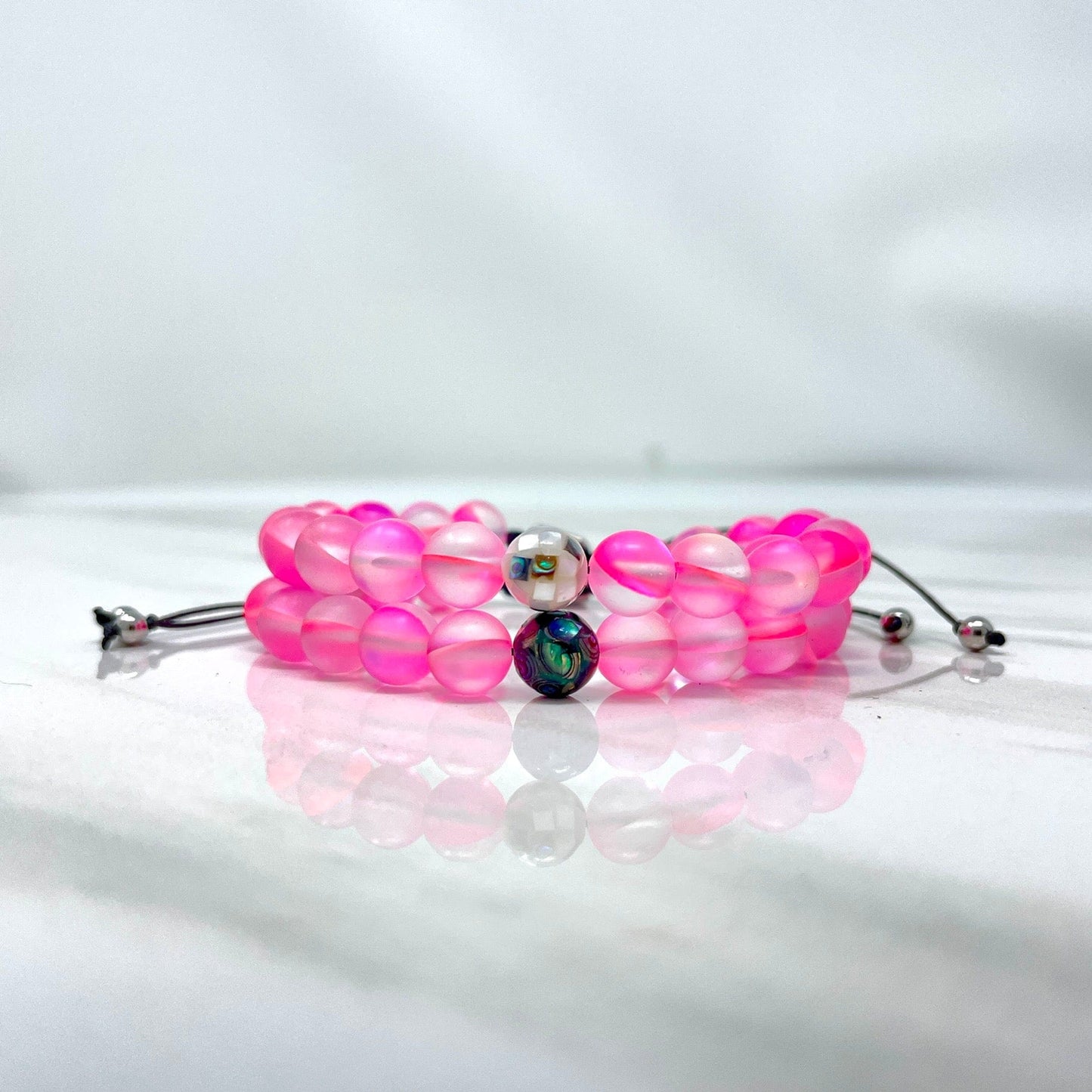 Distance Bracelets - Pink Mermaid Glass