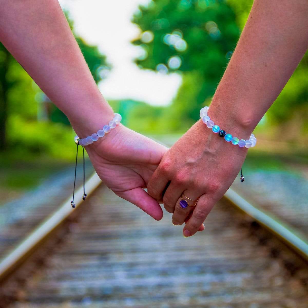 Distance Bracelets - White Mermaid Glass