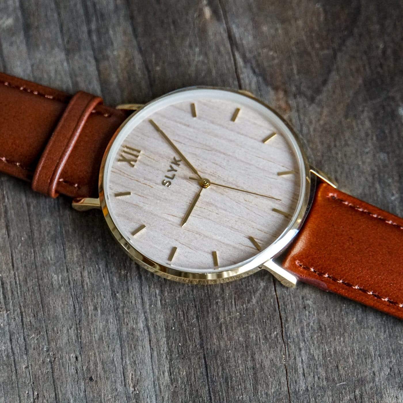 Light Wood Watch - Gold