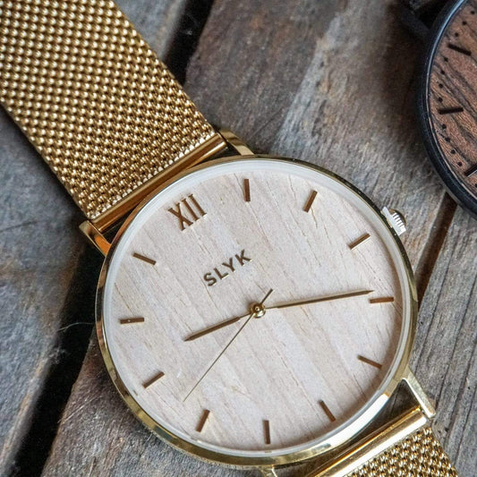 Light Wood Watch - Gold