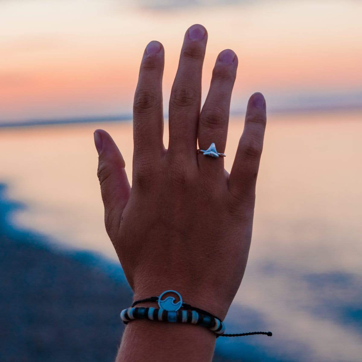 Shark Tooth Ring In Silver On Female Finger