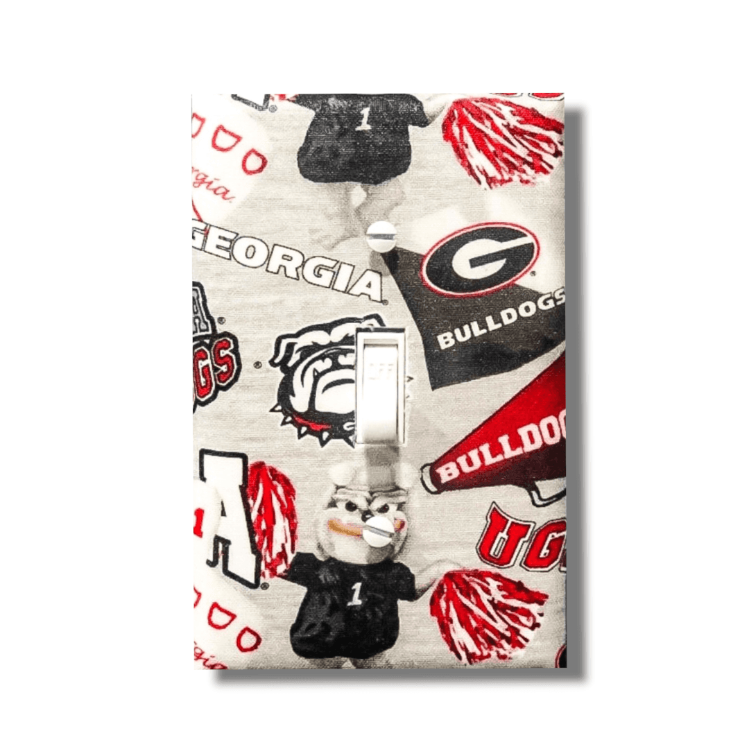 UGA Georgia Bulldogs | Fabric Switchplate | Double Lightswitch| Outlet Cover | Wall Art